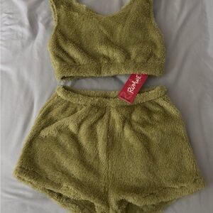 Green Fuzzy Two-Piece Set